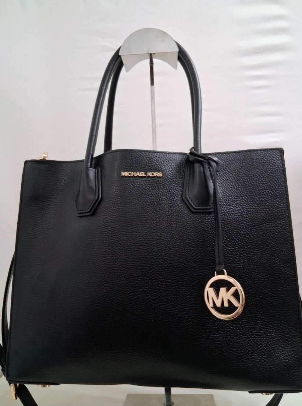 Michael Kors Black Pebbled Leather Tote W/ Detachable Shoulder Strap